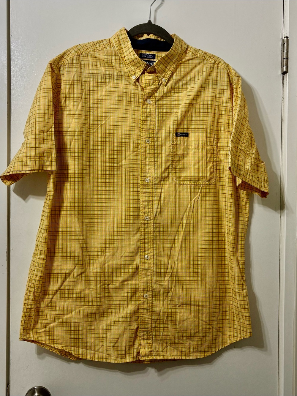 Izod Yellow Plaid Short-Sleeve Button-Down Shirt